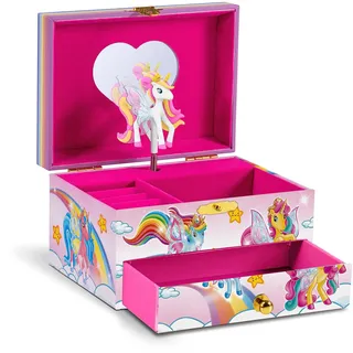 CRAZE Galupy Unicorn Schmuckkästchen Kinder mit Spieluhr , Schmuckschatulle Mädchen mit drehendem Einhorn, Schublade & Spiegel