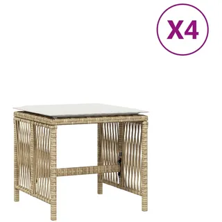 Gartenhocker mit Kissen 4 Stk. Beige 41x41x36 cm Poly Rattan - Beige