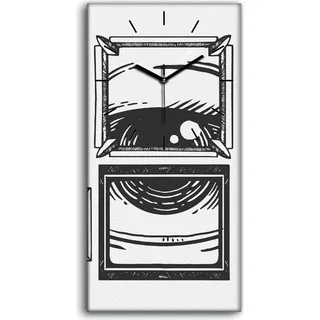 Wanduhr Bürouhr Leinwand Bild 30x60 Foto Bild Kunst Auge in Rahmengravur - schwarze Hände - Weiß