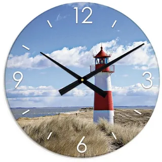 ARTland Wanduhr XXL Ø 50 cm Leuchtturm Sylt«, lautlos ohne Tickgeräusche Blau