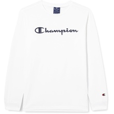 Champion Jungen Legacy American Classics L/S Logo Langarmshirt, Weiß, 11-12 Jahre