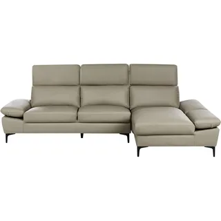 Beliani Ecksofa Taupe Echtleder L-Förmig mit Chaiselongue Linksseitig Verstellbare Kopfstützen und Armlehnen Dicke Sitzkissen Wohnzimmer Sofa