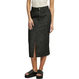 Urban Classics Damen Rock Ladies Midi Denim Skirt Black Washed 32