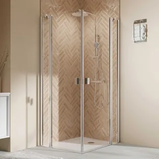 Breuer Duschkabine Elana 2.0 Eckeinstieg Drehtür mit Festteil Chrom 200 x 90 cm