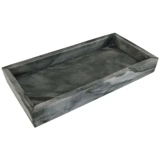 Adorist Marmortablett - Tablett aus grauem Marmor - Marble Tray - Dekotablett - Serviertablett - rechteckig - Marmoroptik - dunkelgrau - 15x30x4cm