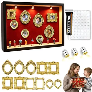 DIY Mini Museum Bilderrahmen, Mini Menschen Figuren Museum, Museum of Us, Bilderrahmen zum Befüllen mit Miniatur Menschen, Vintage Foto Bilderrahmens mit LED Licht für Jahrestag, Hochzeit