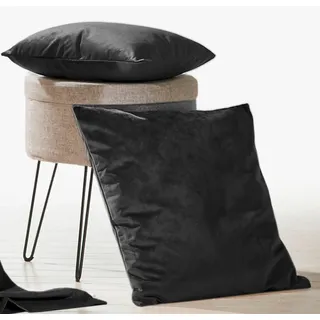 Dekokissen WECKBRODT "Valentin" Gr. 2, schwarz (schwarz, unifarben), B:50cm L:50cm, Polyester, Dekokissen_Sitzkissen_Kissenhüllen, Dekokissen, Samt-Optik, Velour, Unifarben, Kissenhülle ohne Füllung