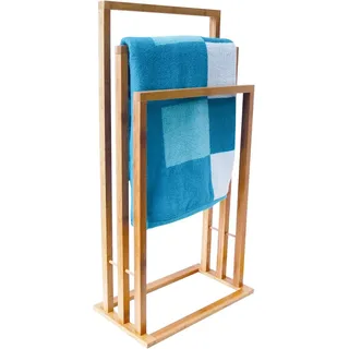 MSV Handtuchständer 3 Stangen 42 cm x 24 cm x 82 cm Bambus