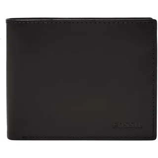 Fossil Herren Derrick Leder RFID-blockierende große Falttasche mit Münzfach, schwarz