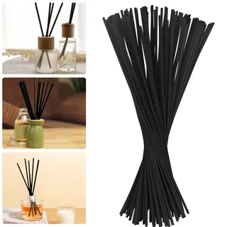 BUZIFU 100 Stück Raumduft Stäbchen 30cm x 3mm Duftstäbchen Nachfüllpack Reed Diffuser Sticks Rattanstäbchen Aroma Diffuser Stäbchen Ersatz Duft Stäbe für Ätherische Öle im Home Spa, (Schwarz)