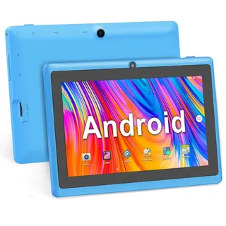 Haehne 7 Zoll Tablet PC, Android 5.0, A33 Quad Core, 1GB RAM 8GB ROM, Dual Kameras, WiFi, Bluetooth, für Erwachsener Kinder, Azurblau
