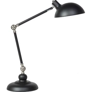 BELIANI Büroleuchte Schwarz Metallgestell und Schirm verstellbar langes Kabel mit Schalter Industrie Look - Schwarz, Silber
