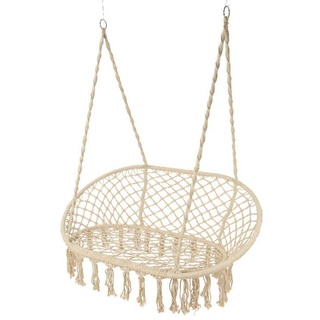 DLM Design Duo Hanging Garden Chair with Fringes Beige