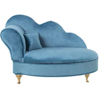 DRW Diwan-Schmuckkästchen mit Spiegel aus Samt, Blau, 26,5 x 12,5 x 17 cm