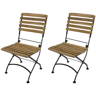 Gartenstuhl JAKARTA Stahl Teak-Holz 2er Set Stuhl Garten Sessel Outdoor