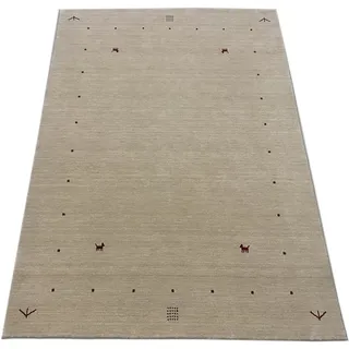 Gabbeh Beige Teppich 100% Wolle Handgewebt Orientteppich Loom Lori (170 x 240 cm, Beige T1)
