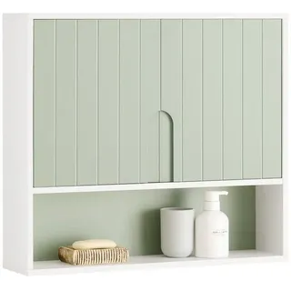 SoBuy Hängeschrank Badezimmerschrank Wandschrank Küchenschrank Medizinschrank Badmöbel - Weiß Holzwerkstoff, 60x54x15 cm, Badezimmer, Badezimmerschränke, Hängeschränke