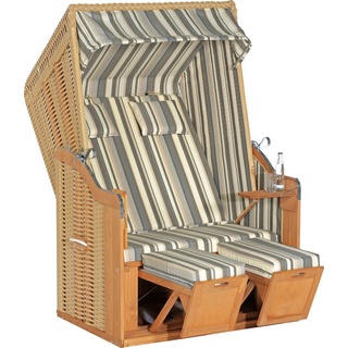 SonnenPartner Sunny Smart® Strandkorb Rustikal 50 Plus grau, weiß, gestreift, beige Kunststoff, Holz, 7-teilig