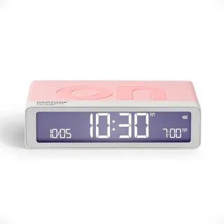 Lexon Flip Classic x Pantone – Digitaler Design Wecker ON/Off – Wiederaufladbarer Reisewecker – Leiser Alarm – Kompakte Tischuhr LED für Schlafzimmer, Büro oder Kinderzimmer - Rosa Quarz