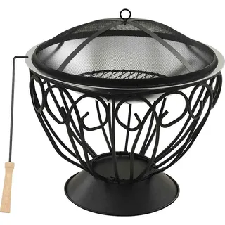vidaXL 2in1 Feuerschale und Grill mit Schürhaken 59x59x60 cm Edelstahl - Silber