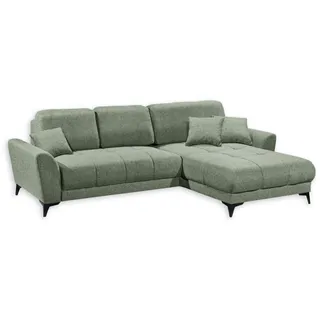 Stella Trading BERN Ecksofa mit Schlaffunktion in Olive - Moderne Eckcouch in L-Form mit Bettkasten - 281 x 189 cm (B/H/T)