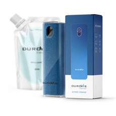 Display Reiniger Durovis Essentials, Screen Cleaner, Sprühflasche mit Mikrofasertuch inklusive 80ml Glasreiniger ohne Alkohol für Auto/Smartphone/Laptop Displays