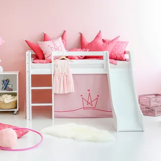 Hoppekids Hochbett Princess 81 x 168 cm Kiefer massiv weiß rosa