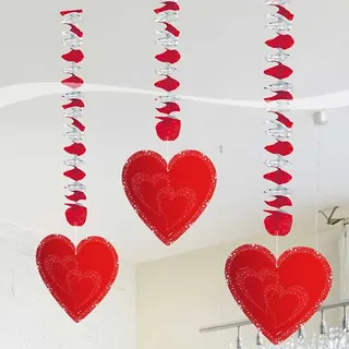 Folat Hochzeit Hänge-Spiralen mit Herzen Valentinstag Party-Deko 3 Stü