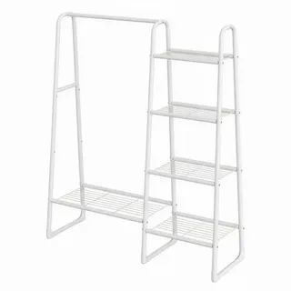 Boxxx Kleiderständer , Weiß , Metall, Kunststoff , 101.7x153.3x40 cm , Schuhablage, standfeste Füße, integrierter Schirmständer , Garderobe, Garderobenständer