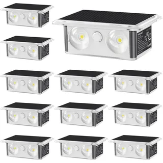 TECKNET Solarlampen für Außen, Außenwandleuchten Wetterfest, Up and Down, IP66 Wasserdicht, 3 Farbmodi Solar Lampe Outdoor für Gärten Terrassen Balkone Veranden Zäune, 12 Stück