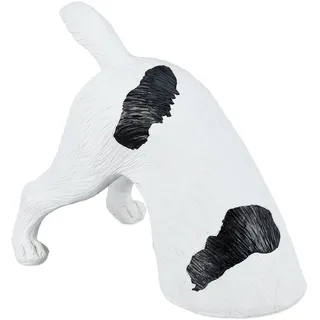 Relaxdays Gartenfigur Hund 23 cm Weiß/Schwarz