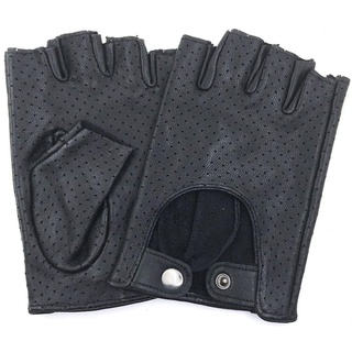 ZLUXURQ Damen-Lederhandschuhe Vollmaschige Fingerlose Halbfinger-Fahrhandschuhe