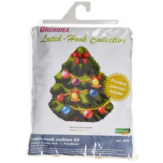 Orchidea Knüpfhaken-Set, Kissenform: Weihnachtsbaum, mehrfarbig, 39 x 47 cm
