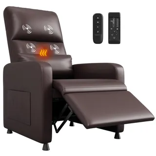 GarveeHome Fernsehsessel Elektrisch Relaxsessel Ruhesessel, massagesessel mit wärmefunktion, Verstellbarer Fernsehsessel mit Fußstütze, Einzelsofa,für Wohnzimmer, Schlafzimmer oder Büro (Kaffee)