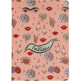 art&design24 Notizbuch A5 I'm Frida Pattern Farbe Rosa 15 x 21 cm, Notizbuchseiten 100 gepunktete Blätter, Blätter aus ökologischem Papier, Made in Italy