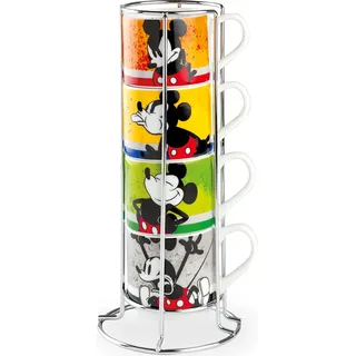 Gilde Disney, Espressotasse, "Mickey I am", Porzellan, mehrfarbig, B. 10.5 cm, H. 21 cm 81325 8059018033830 4 Stück (4-fach sortiert)