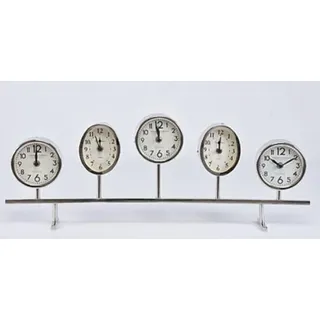 Casa Padrino Luxus Tischuhr Silber 64 x 6 x H. 24 cm - Dekorative Messing Uhr - Silber
