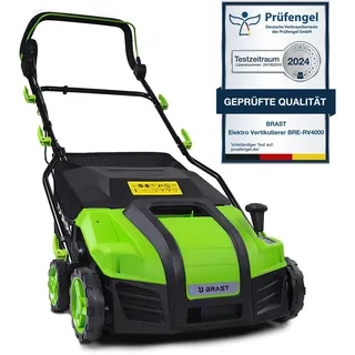 BRAST Vertikutierer Elektro Rasenlüfter | 1500-2000 Watt | 32-40cm Arbeitsbreite | 3 Modelle | großer Fangkorb Transportgriff & Klappbar | für kleine bis sehr große Rasenflächen | BRE-RV-4000