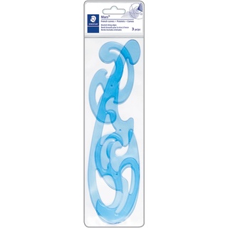 Staedtler 571 40 WP Mars Burmester Kurvenlineale 3 teilig im Etui, blau-transparent