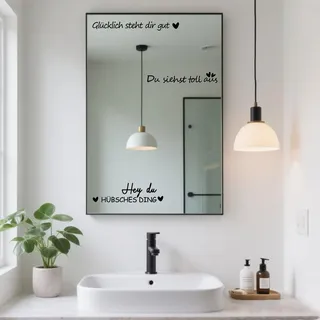 2PCS Spiegel Aufkleber Wandtattoo Sprüche Wandaufkleber Zitate Wandsticker für Badezimmer Spruch Fensterbilder Deko Motivation Selbstbewusstsein fördern Frau DIY Deko Geschenk