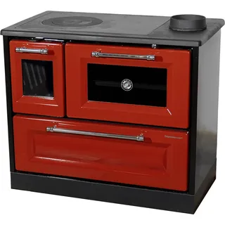 Kaminofen mit Backfach und Herdplatte 4012 Rot Holzofen 8 kW Holz Ofen Mehrfachbelegung Kamin Heizofen Küchenherd - Rot