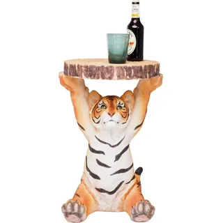 Kare Design Beistelltisch Animal Tiger, Mehfarbig, 35cm Durchmesser, Couchtisch, Ablage, Rund, Tiermotiv