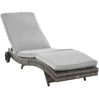 Outsunny Gartenliege mit Kissen 5-stufig verstellbar Metall Grau 207 x 70 x 70 cm , 70x70x207 cm , Gartenmöbel, Gartenliegen