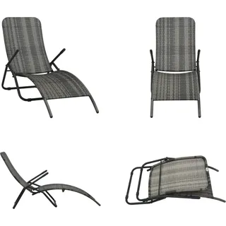 vidaXL Klappbare Sonnenliege Poly Rattan Grau - Liegestuhl - Liegestühle - Liege - Liegen - Grau