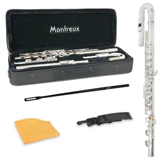 Montreux Sonata FLU701 Querflöte mit gebogenem Kopfstück | Gebogenes Kopfstück bringt die Klappen in Reichweite kleiner Hände; wächst zur großen Flöte mit