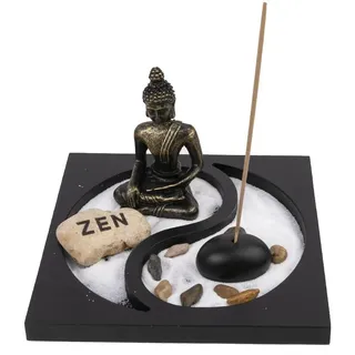 lachineuse - Japanischer Zen-Garten – Innendekoration Yin Yang – mit Sand, Steinen & Rateau – Zen-Deko für Büro – asiatische Dekoration – Geschenkidee Japanisch Asien