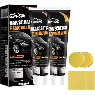 Kratzer Entferner Auto 2 Stück, 2026 Neuer Autokratzer Reparatur Paste mit Schwamm Tuch, Scratch Remover Wax Autopolitur Kratzer Entfernen, Schnelle Lackpflege für Auto Oberflächenpolitur,240ml