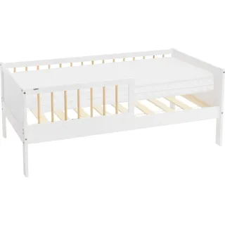 ML-Design Kinderbett 70x140 cm Kiefer massiv weiß/natur