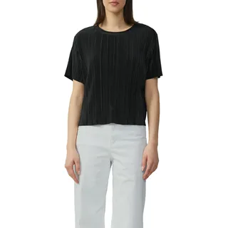 T-Shirt S.OLIVER, Damen, Gr. 44, schwarz, Web, Obermaterial: 100% Polyester, unifarben, regular fit taillenbedeckt, Rundhals, Shirts T-Shirt, mit All-Over Print