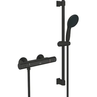 Grohe Precision Start Thermostat-Brausebatterie mit Brausegarnitur Schwarz 345972431